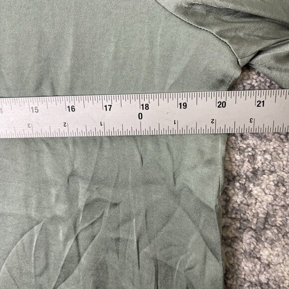 Mango Womens Long Satin Blouse Top Green Size 6 - Picture 4 of 9